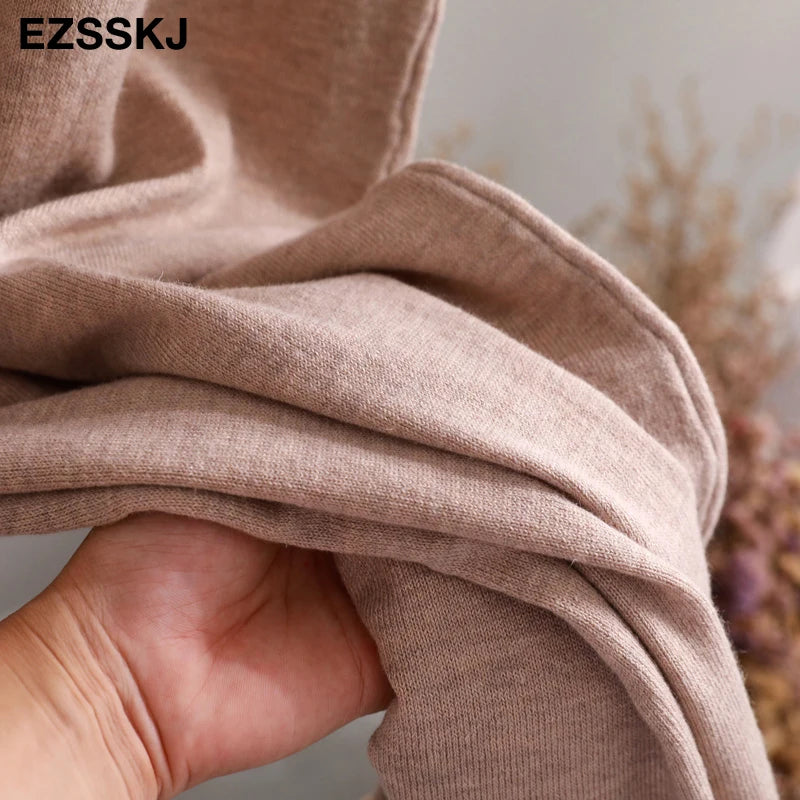 Ezsskj Spring summer 2020 Woman Knitted Tank Dress Casual Long Camisole Vest dress Women Loose  cashmere maix a-line dress