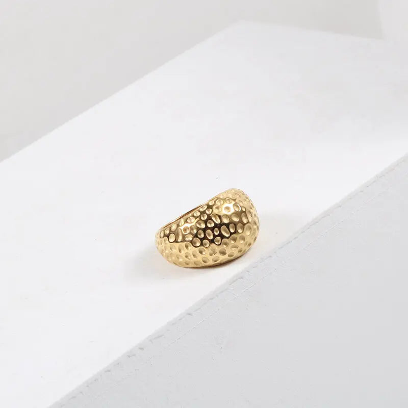 Joolim Jewelry Bumpy Stainless Steel Rings for Women Tarnish Free Gold Jewelry Wholesale Gold Chunky Rings