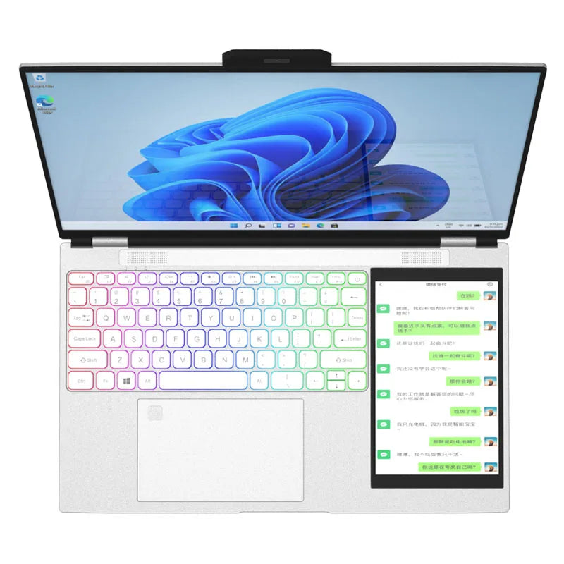 2026 Brand New 15.6Inch 7inch Double Monitor Intel N95 N95 RGB Backlit Keyboard Dual Screen Touch Game Office Business Laptops