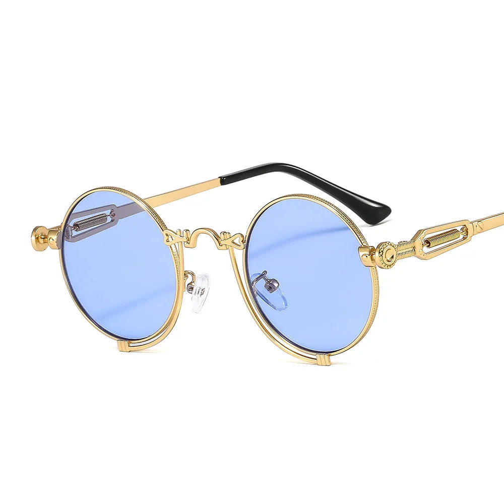 1846 Steampunk Sun Glasses Men Gold Frame Metal Yellow Red Black Oval Sunglasses New Polarized Metal-punk Fashion Sunglasses
