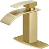 Modern Stainless Steel Deck Mount Waterfall Bathroom Faucet Cold Hot Water Tap for Bedroom Vanity Vessel Basin Faucet