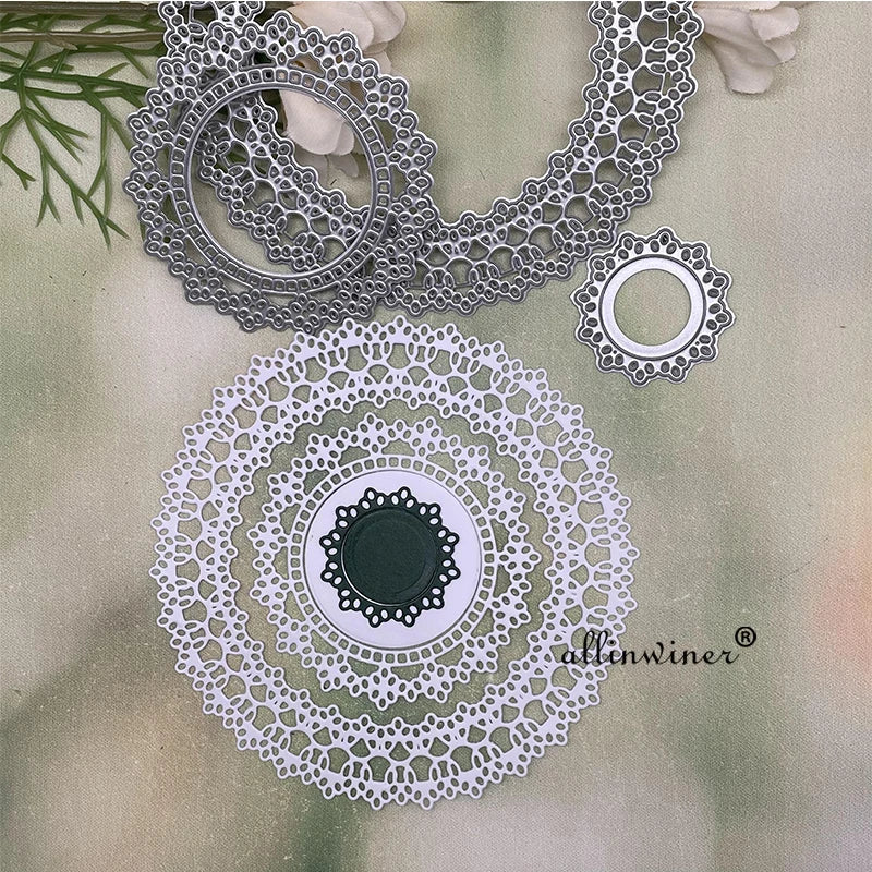 Flower lace round frame Metal Cutting Dies Stencils Die Cut for DIY Scrapbooking Album Paper Card Embossing