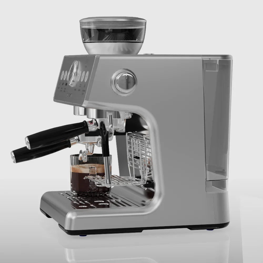 Semi-Automatic Electric Portable Coffee Machine 20 Bars Pressure Stainless Steel Bean-to-Cup Brew System for Household Car Use