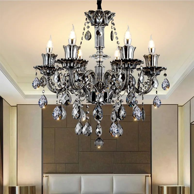 Modern Candle Crystal Lamp Living Room Large Crystal Chandelier Lighting Modern Atmosphere Restaurant Bedroom Hanging Lamps