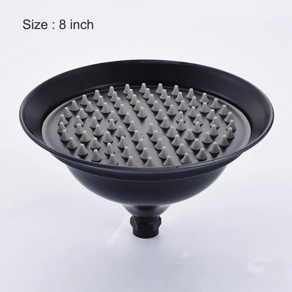 Rainfall Shower Head Round 8 -inch Rain Bathroom Shower Head Black Brass Handshower Head 1.5 M shower Hose Hand Shower Brasket