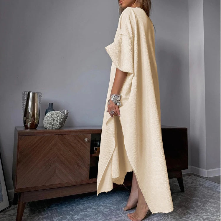 New Frock Design Ladies Smocked Clothing Pyjamas Lounge Night Sleep Abaya Dubai 2024 Modest Dress Ruffle Cotton Long Dresses