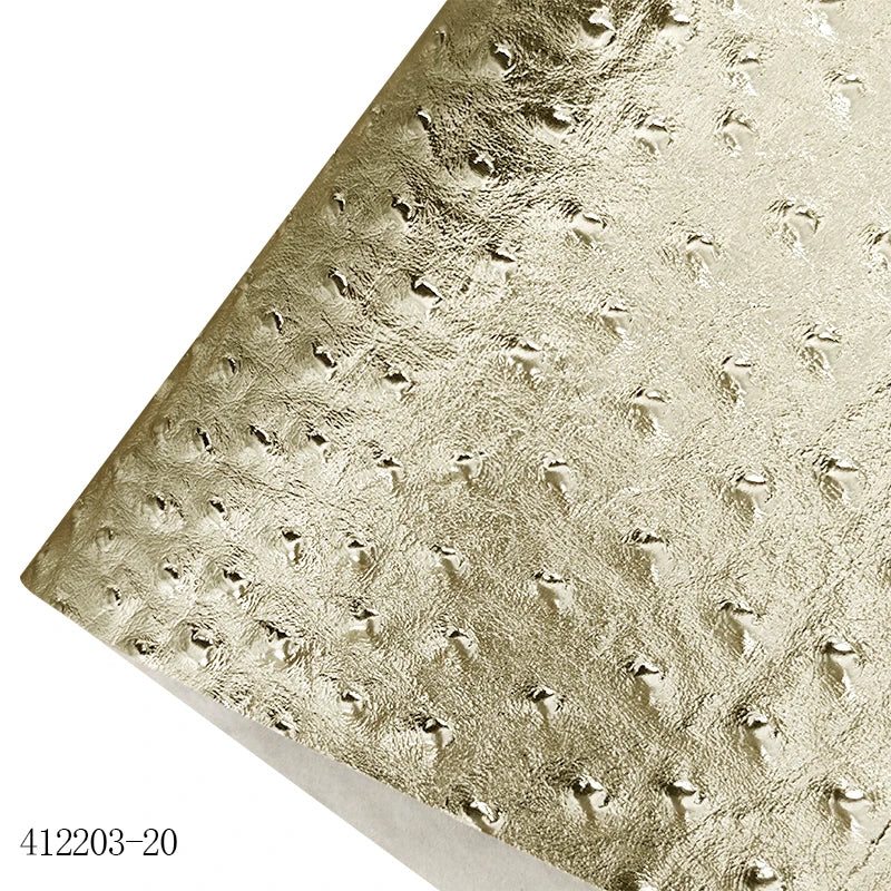 Super High Quality Ostrich Embossed Pvc Synthetic Vinyl  Leather Cotton Backing for Making Bag Decoration Craft Textile