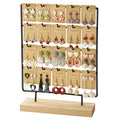 4 Tier 20 Hooks Earring Display Stands Jewelry Display Wooden Base Earring Holder Organizer for Necklaces Rings Bracelets Black