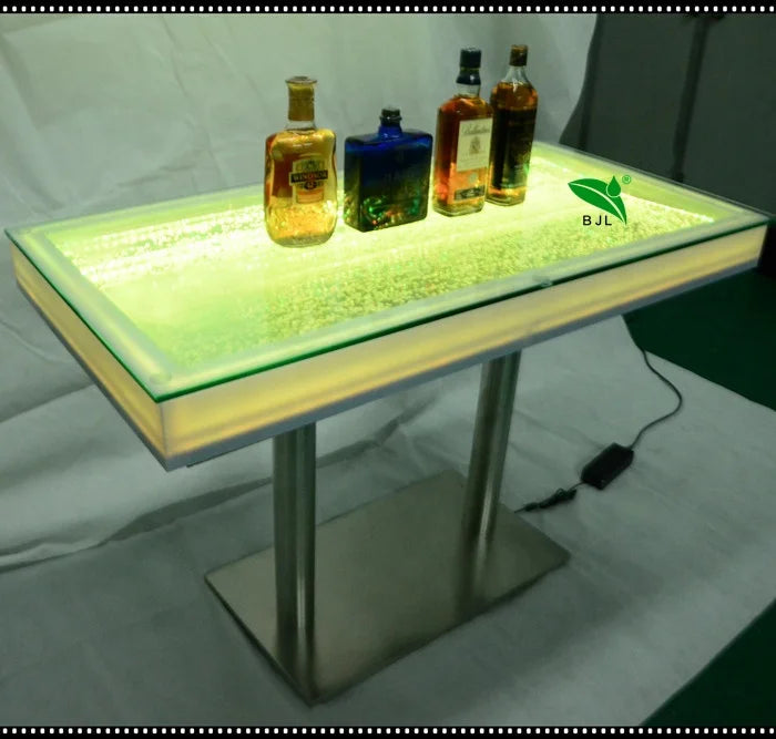 Hot Sale Modern Night Club Furniture Glass Tabletop Led bar Counter Table