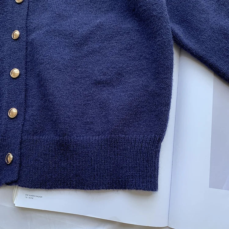 Knitted Cardigan Women 2026 New Korean Raccoon Cashmere Loose Solid Color Round Neck Sweater Coat Jacket Spring Autumn