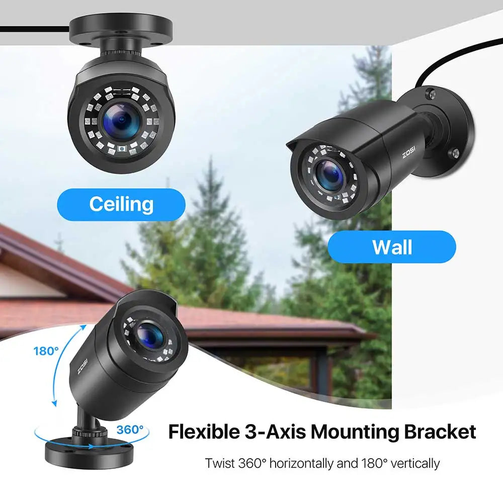 ZOSI 1080P 4-in-1 CCTV Security Camera ,3.6mm Lens 24 IR LEDs,80ft Night Vision ,Outdoor Whetherproof Surveillance Camera