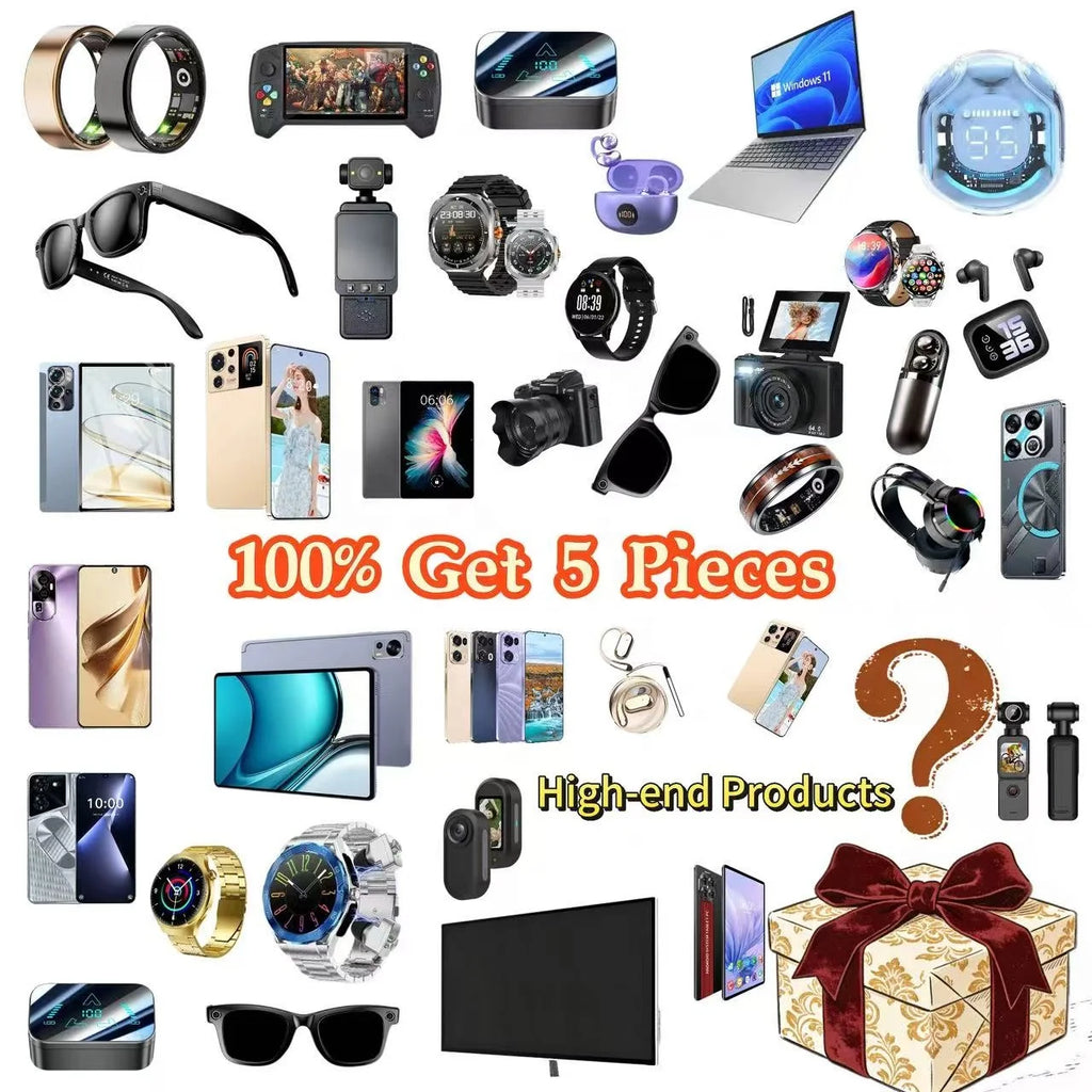 High Quality Electronics Mystery Festival Gift Random Boxes with 5 Pieces Smartphone 5g Smart Watch Earphone Surprise Blind Box