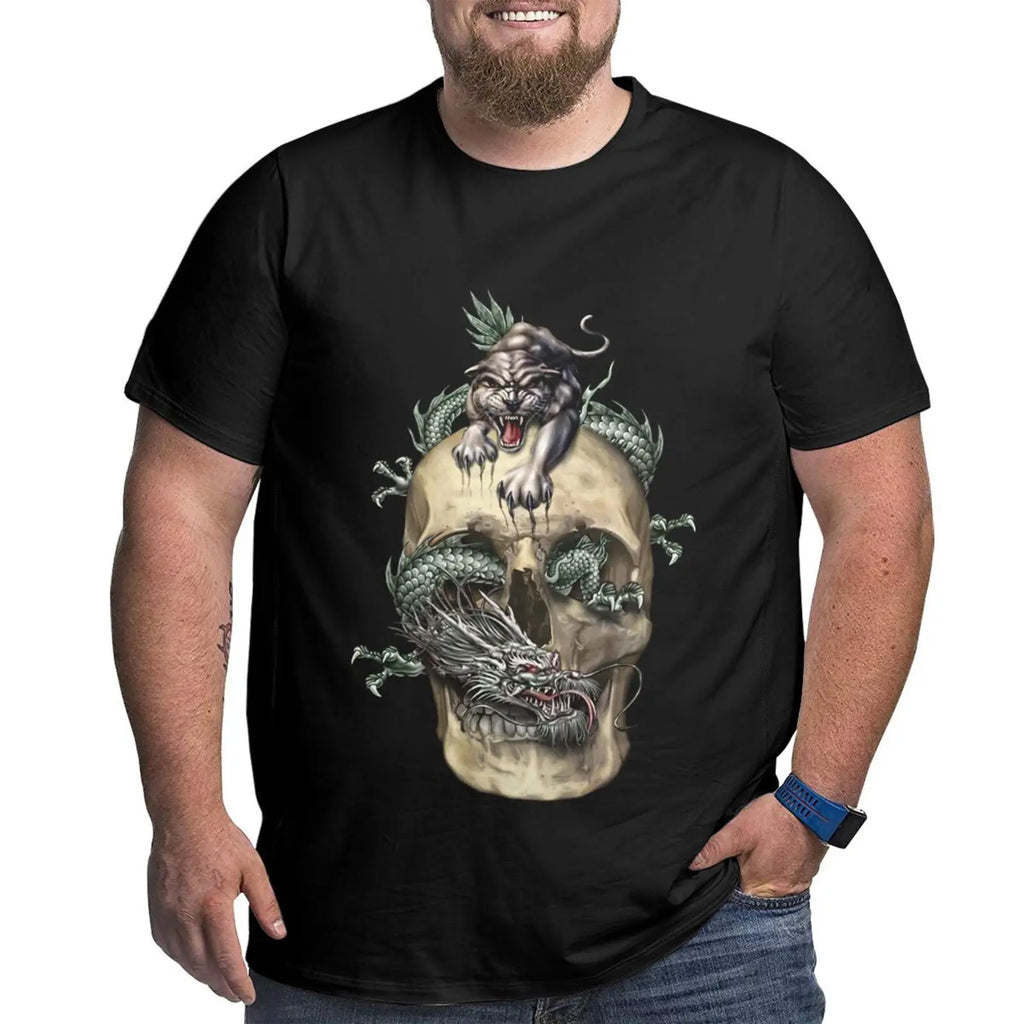 Unique Design Graphic Men T Shirts Plus Size Oversized Cotton T-shirts for Big Man Black Summer Short Sleeves Clothes Tops
