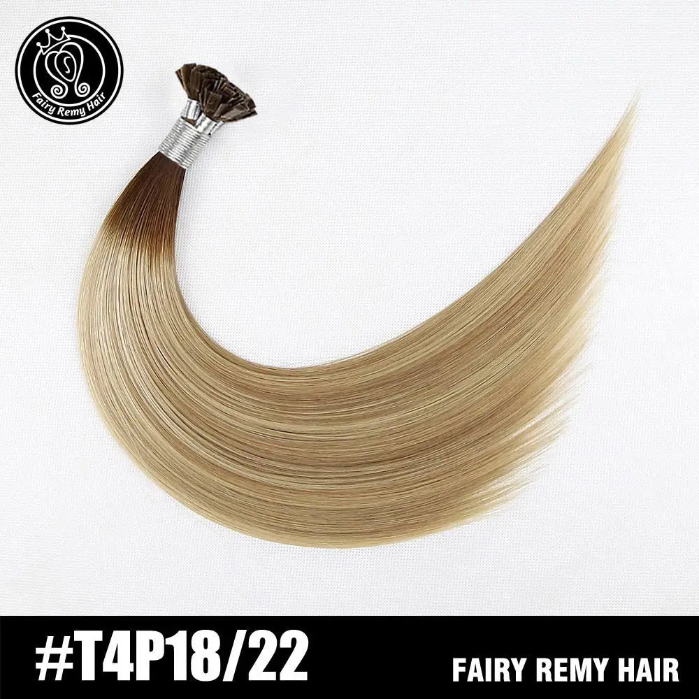 Fairy Remy Hair 20-22" Remy Keratin Flat Tip Human Hair Extensions Straight Capsules Natural Pre Bonded Hair 0.8g/Strand