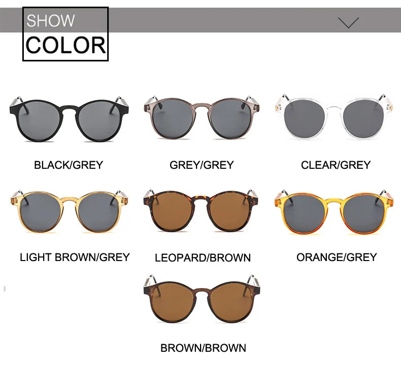 Retro Round Sunglasses Women Men Brand Design Transparent Female Sun Glasses Men Oculos De Sol Feminino Lunette Soleil UV400
