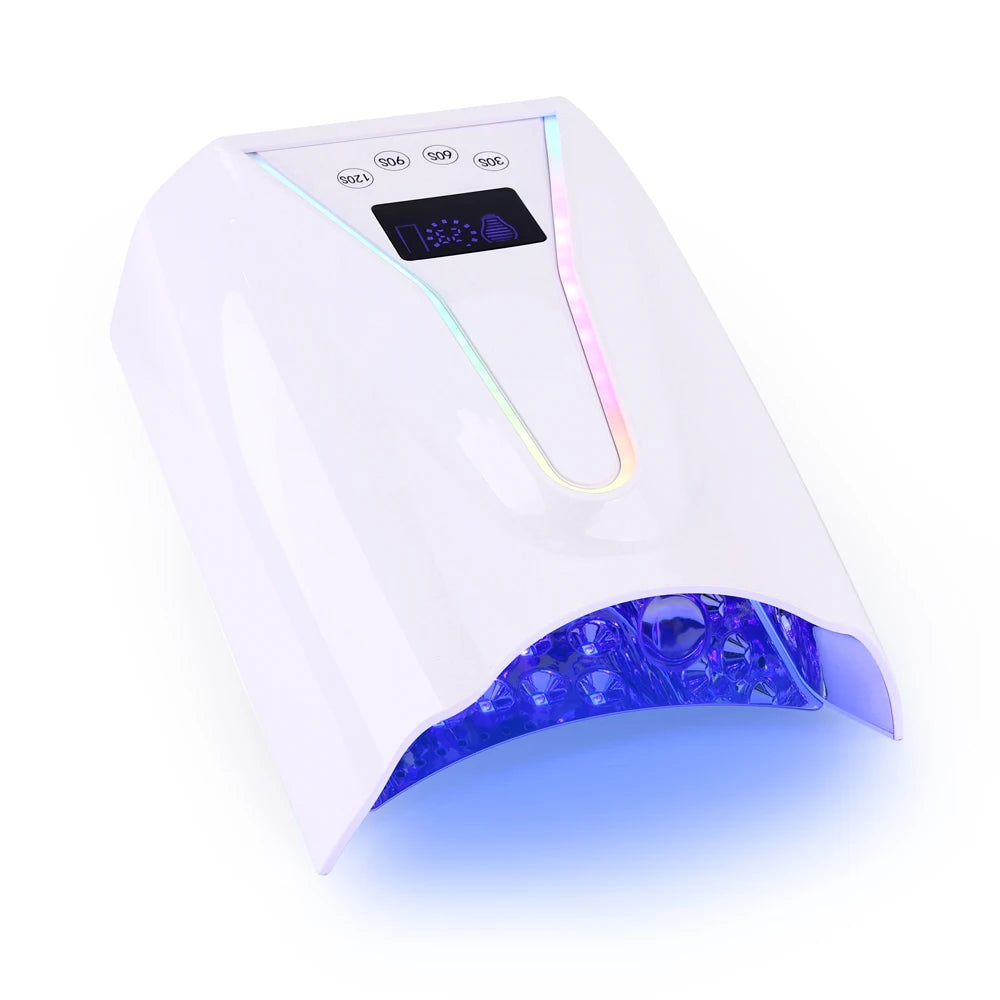 Custom Glowing logo Professional High Power 128W Wireless Rechargeable UV Led Gel Lamp Light Strip Gel Dryer Pro Cure