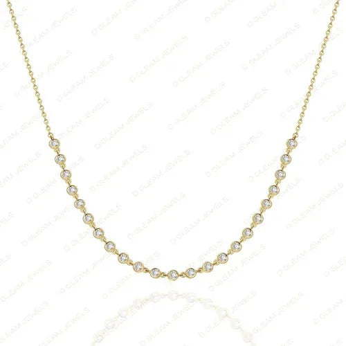 Wholesale 14K Solid Gold Diamond-Cut 16 Inch Link Necklace for Men's Trendy Yellow Gold Jewelry 21 Diamonds 6.51ct Claw Setting