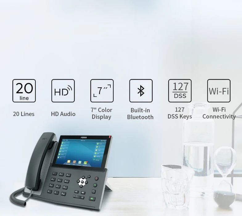 China Factory 7 Inch Screen Enterprise IP Phone Elegant Designed with Cutting-edge Telephony WIFI BT 20line Fanvil X7 Sip Phone