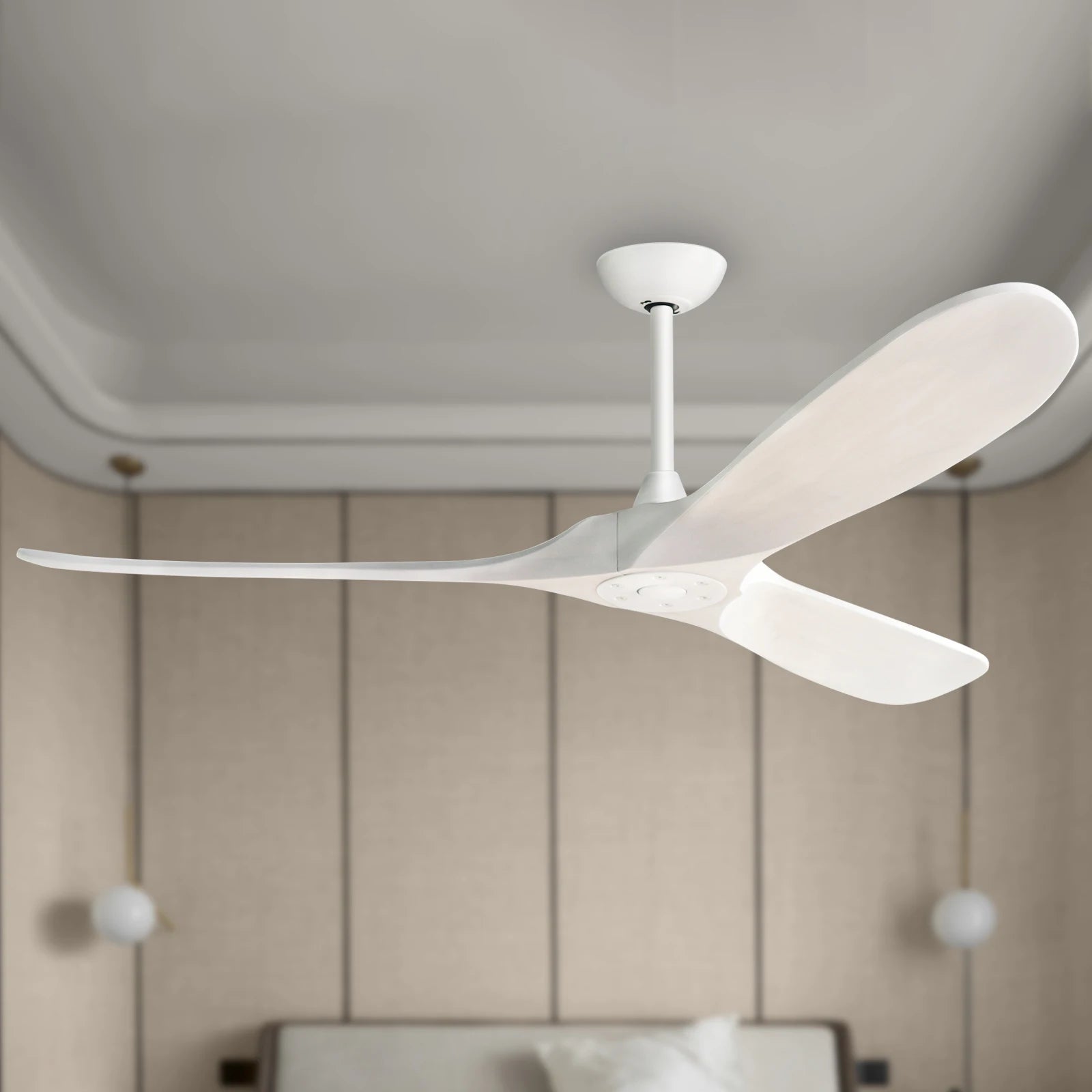 60'' Wood Ceiling Fan No Light, Reversible and Silent DC Motor, Modern Ceiling Fan with Remote Control for Bedroom, Living Room