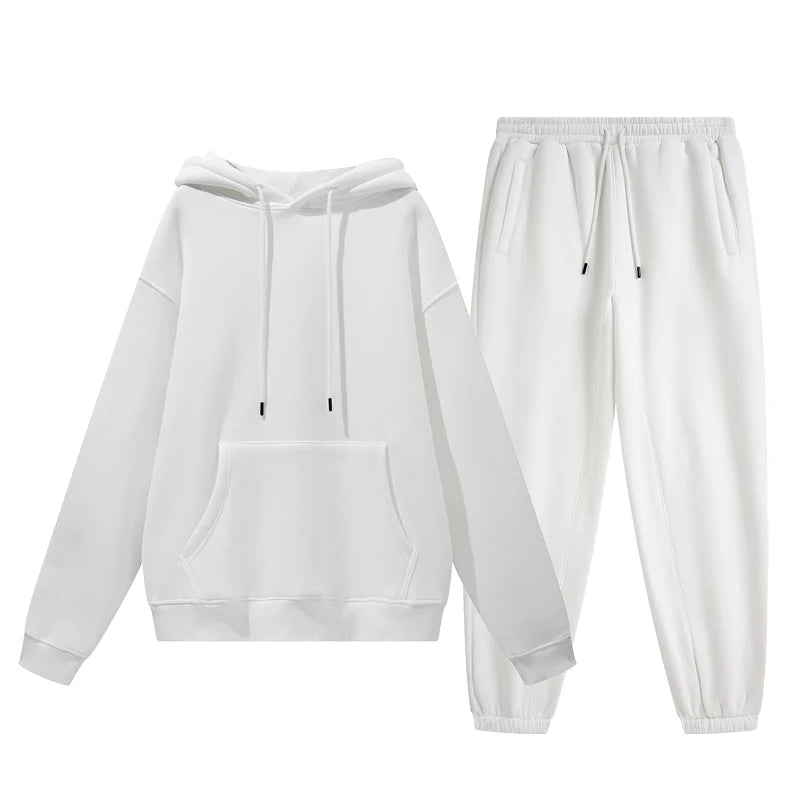 Wholesale Organic Cotton Sweatpants and Hoodie Set Custom Sweat Suits Casual Unisex Tracksuit
