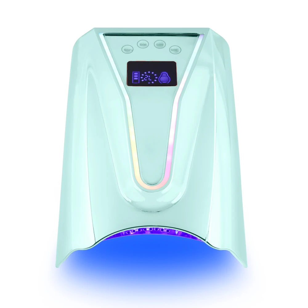 Custom Glowing logo Professional High Power 128W Wireless Rechargeable UV Led Gel Lamp Light Strip Gel Dryer Pro Cure
