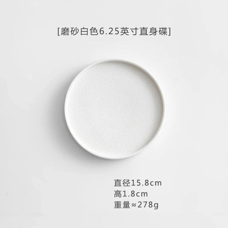 11 Inch Dinner Plate Black and White Ceramic Western Steak Ramen Plate Home Round Fruit Dessert Snack Plate Restaurant Tableware
