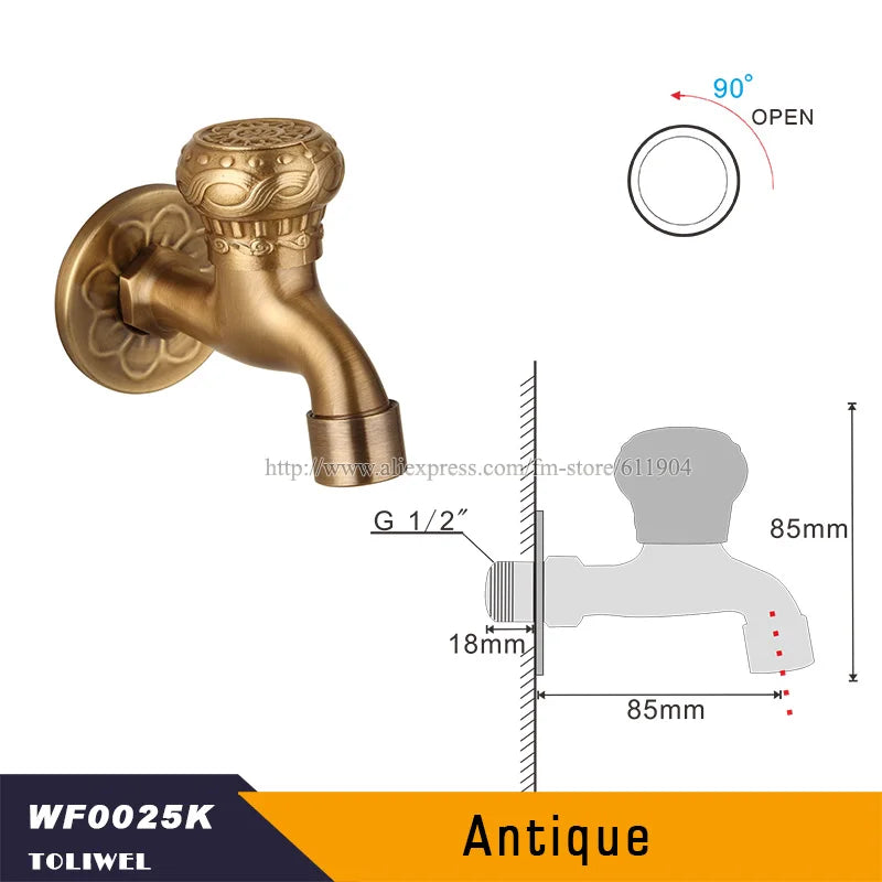 Antique Brass Bathroom Wall Mount Sink Basin Cold Water Faucet Tap G 1/2 Inch Outdoor Garden Hose Faucet Mop Sink tap TWL031