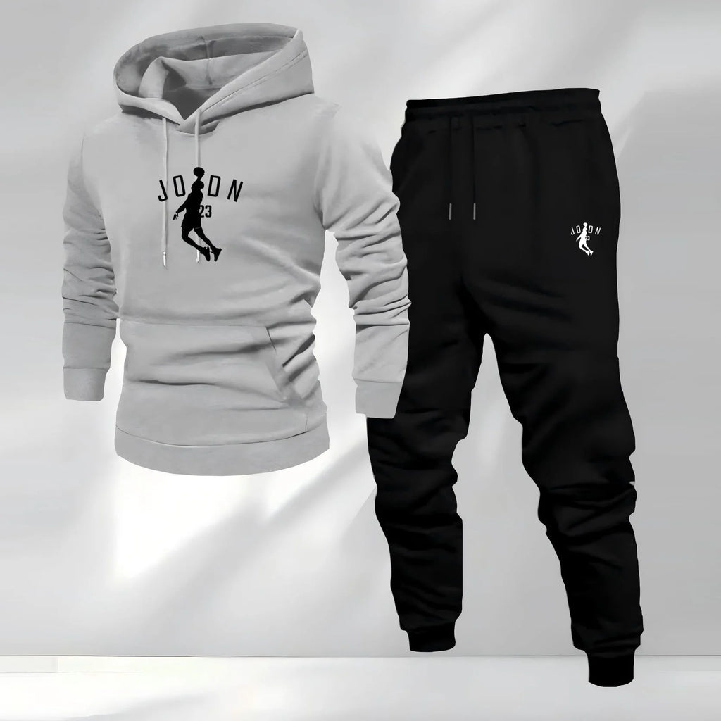 2025 Autumn/Winter Men's Sporty Hoodie Warm Casual Set Customizable Logo Printed Hip Hop Style Knitted Weaving for Sports Brand