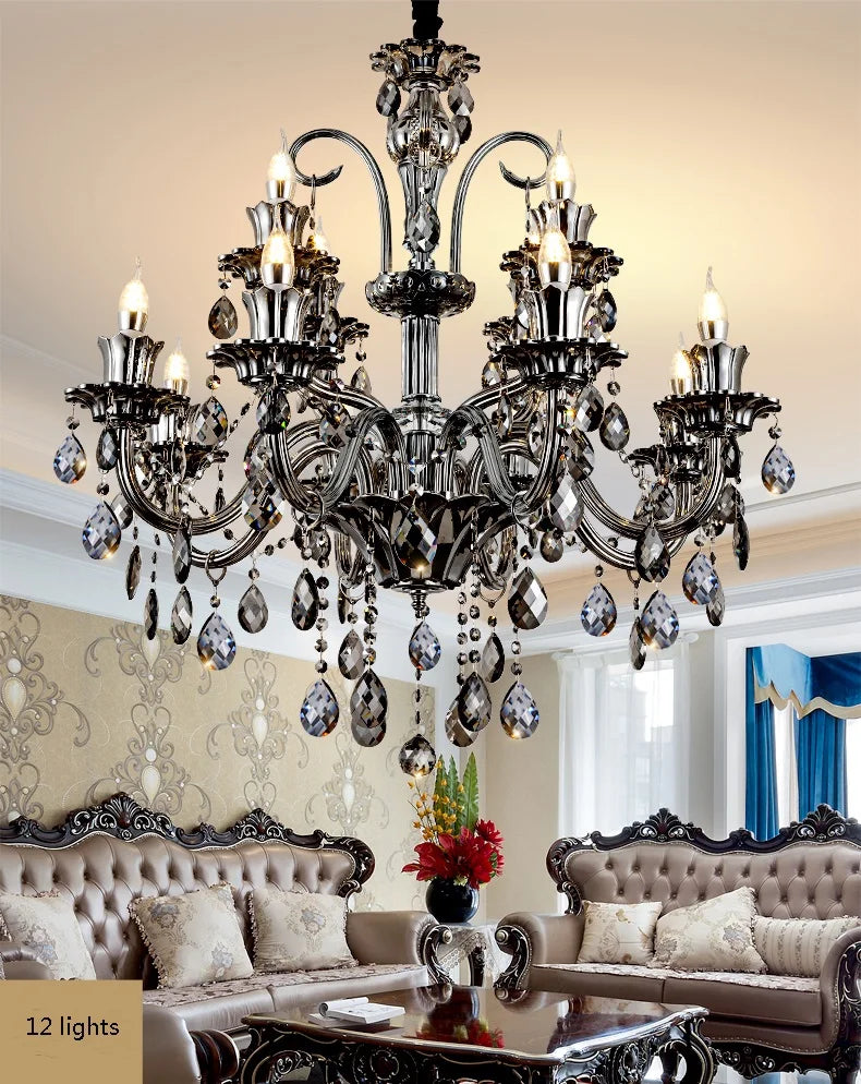 Modern Candle Crystal Lamp Living Room Large Crystal Chandelier Lighting Modern Atmosphere Restaurant Bedroom Hanging Lamps