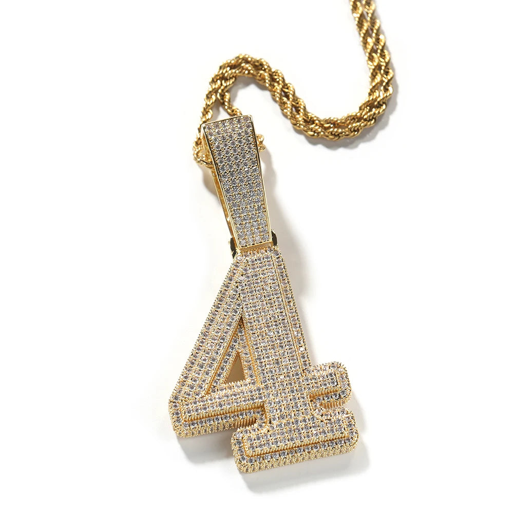 UWIN Hip Hip CZ Lucky Number Pendant Single Big Numbers Pendant Necklace 0 to 9 Special Rapper Jewelry
