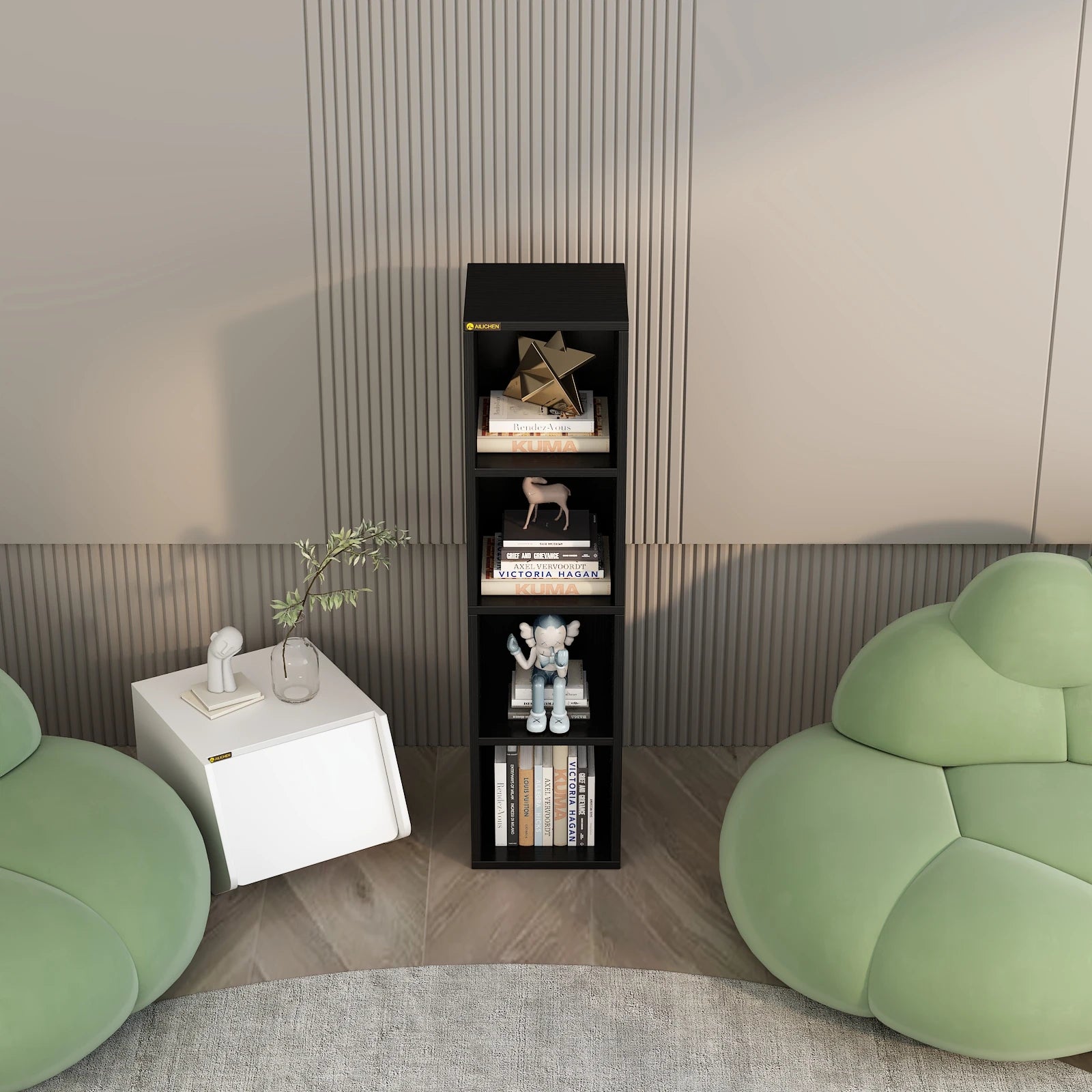 YQ FOREVER New Design Four Story Bookshelf Wooden Cabinet Living Room Furniture