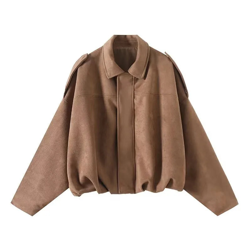 KAR&OT ZA 2025 Spring New Women's Retro Loose Fashion Casual Lapel Long Sleeve Jacket 4344155