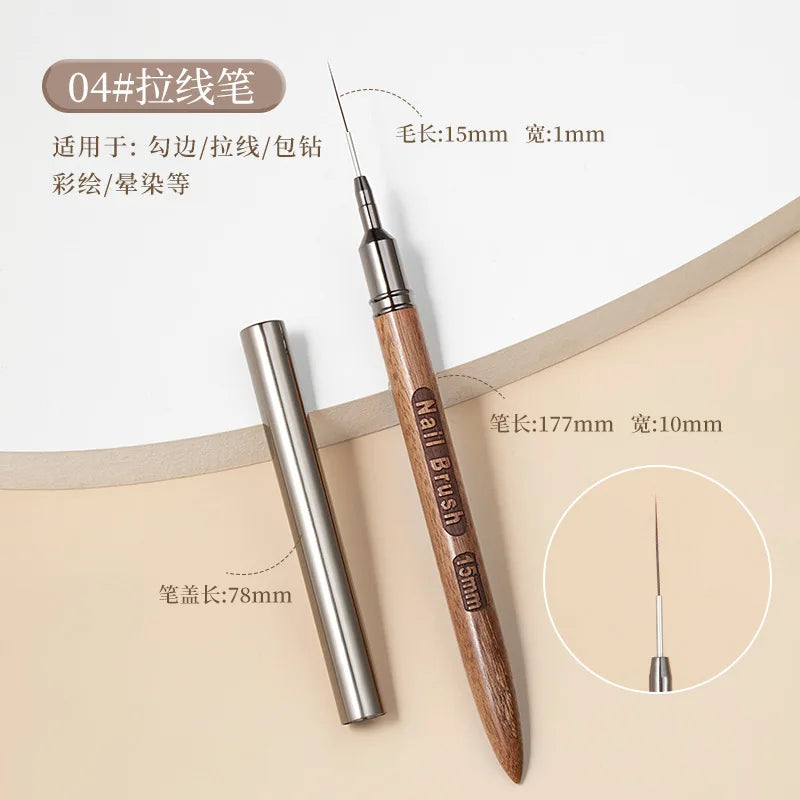 New 5pcs 6/9/12/15/18mm Wood Rod Nail Liner Brush Drawing Lines Stripe Painting Flower Pen Handle Nail Art Tools
