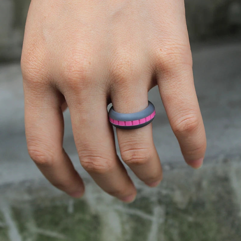 DIY Style Women Silicone Wedding Ring Thin Breathable Silicone Sports Rings for Men