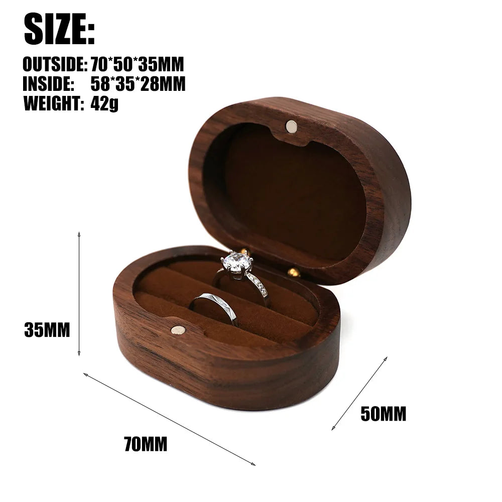 Luxury Customized Logo Engraved Your Name Natural Walnut Jewelry Storage for Rings Necklace Earrings Wooden Gift Box