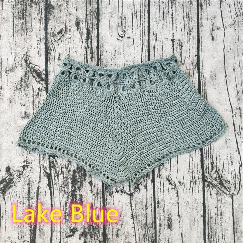Colorful Fashion Handmade Crochet Shorts Beach Bikini Hot Pants Bike Gym Pant - low-Rise