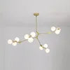 Light Luxury Nordic Minimalist Modern Adjustable Height LED Glass Chandelier for Living Room