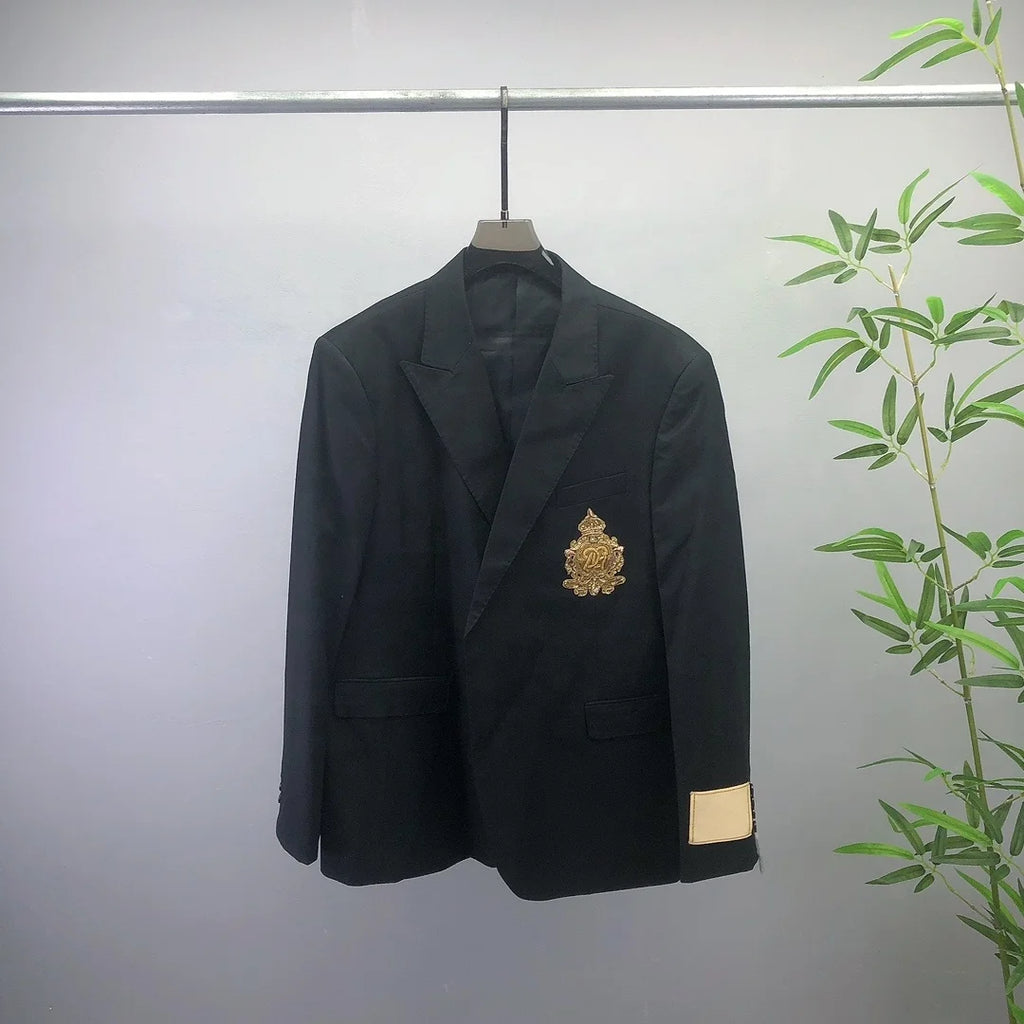 2024 Spring and Autumn New High Quality Fashion Men's Casual Suit Double Breasted Two Piece Set Men's Set