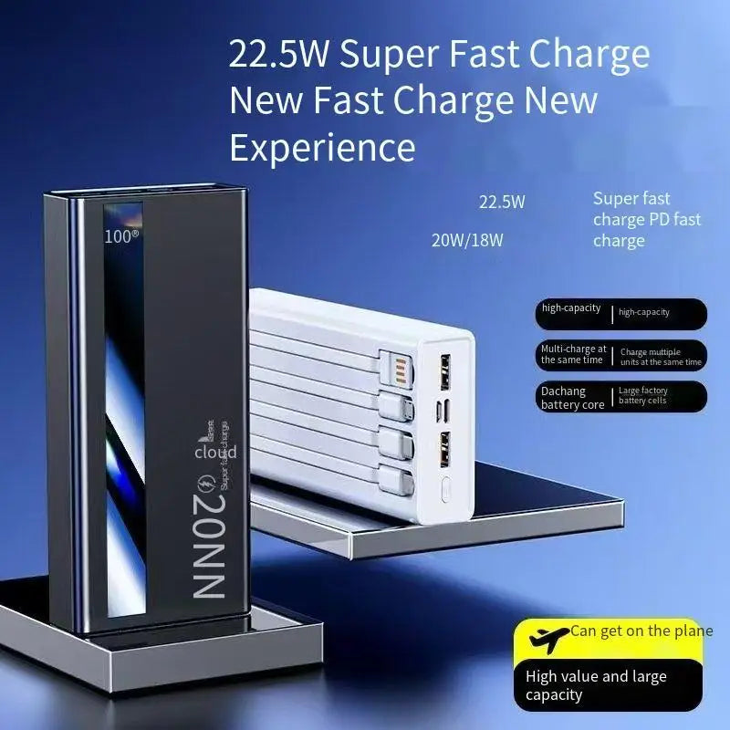 OEM Custom Logo 22.5W Super Quick Charge 20000mAh PVC Material Ultra Slim Portable Power Bank with Micro USB Output