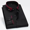 2025 New Men's Contrast Collar Elastic Long Sleeve Shirt Business Casual Comfortable Non-Ironing Shirt