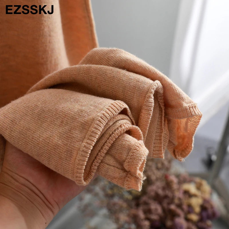 Ezsskj Spring summer 2020 Woman Knitted Tank Dress Casual Long Camisole Vest dress Women Loose  cashmere maix a-line dress