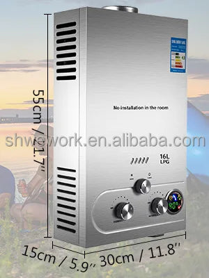 20L Instant Tankless Gas Water Heater with Water Filter Propane Gas Regulator & Hose Compatible