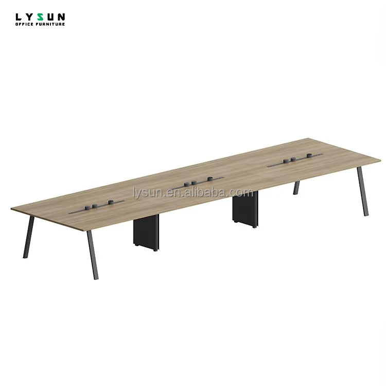 Wholesale Large Office Meeting Table Anti-Scratch 12-16 Seater Boardroom Oak Wood MFC Smart Power Charger for Conference Rooms
