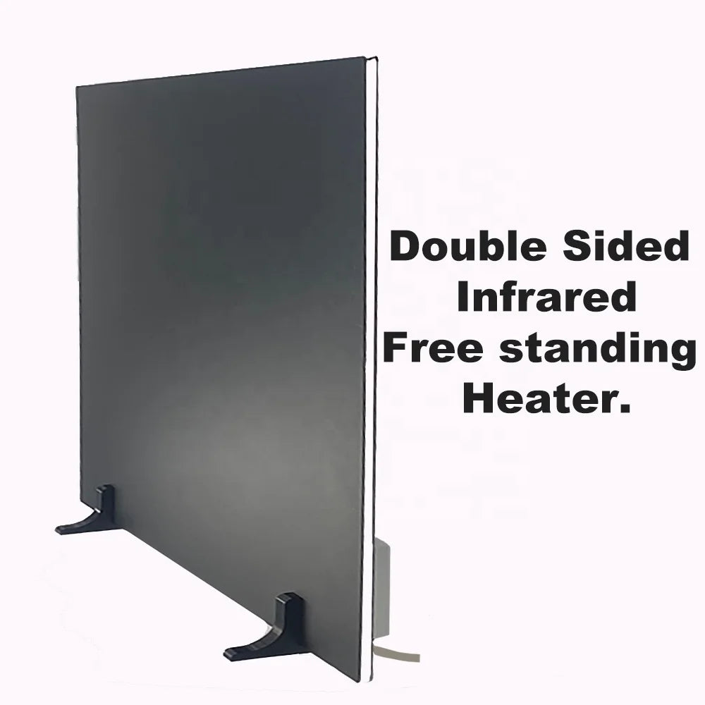 500W Freestanding Solar Portable Far Infrared Heater Panel Radiant Thermostat Remote Control Energy Efficient for Bathroom