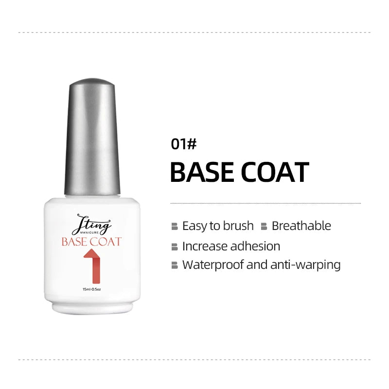 JTING Free Label New Design Hot Sale Top Base Coat Gel Nail Polish OEM Custom Private Label Available Professional Nail Supplier