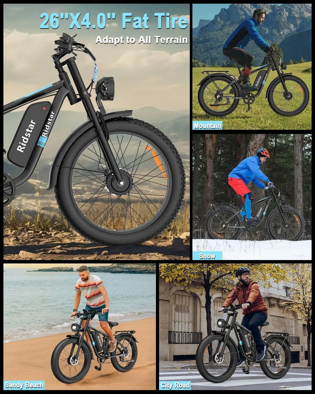 US Free Shipping 26*4.0 INch Fat Tire EBike 48V 23AH Fat Bike Dual Motor Electric Mountain Dirt Bike Electric Bicycle for Adults
