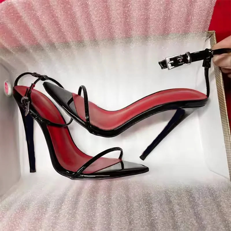 10CM 12CM New Fashion Red Insole Talons Pour Dames Sexy Stiletto Thin Trendy Shoes High Sandal Heels for Women
