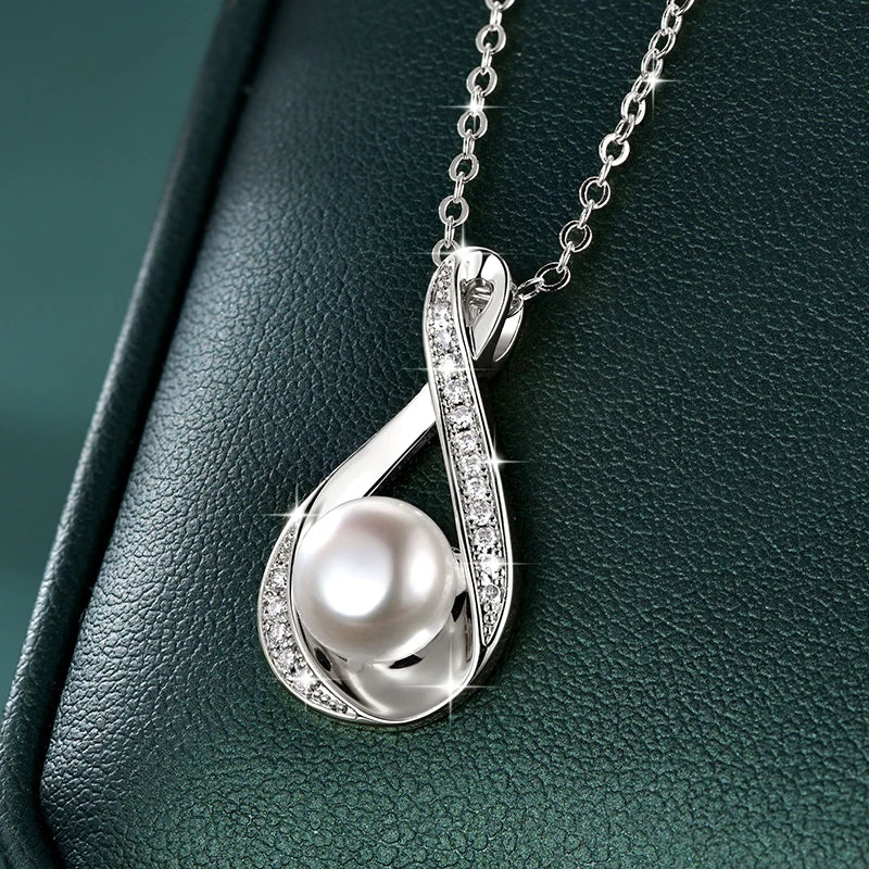 Fashion Jewelry 14K Gold Filled Moissanite 1.2mm&8-9mm Bread-shaped Natural Freshwater Cultured Teardrop Pearl Pendant Necklace