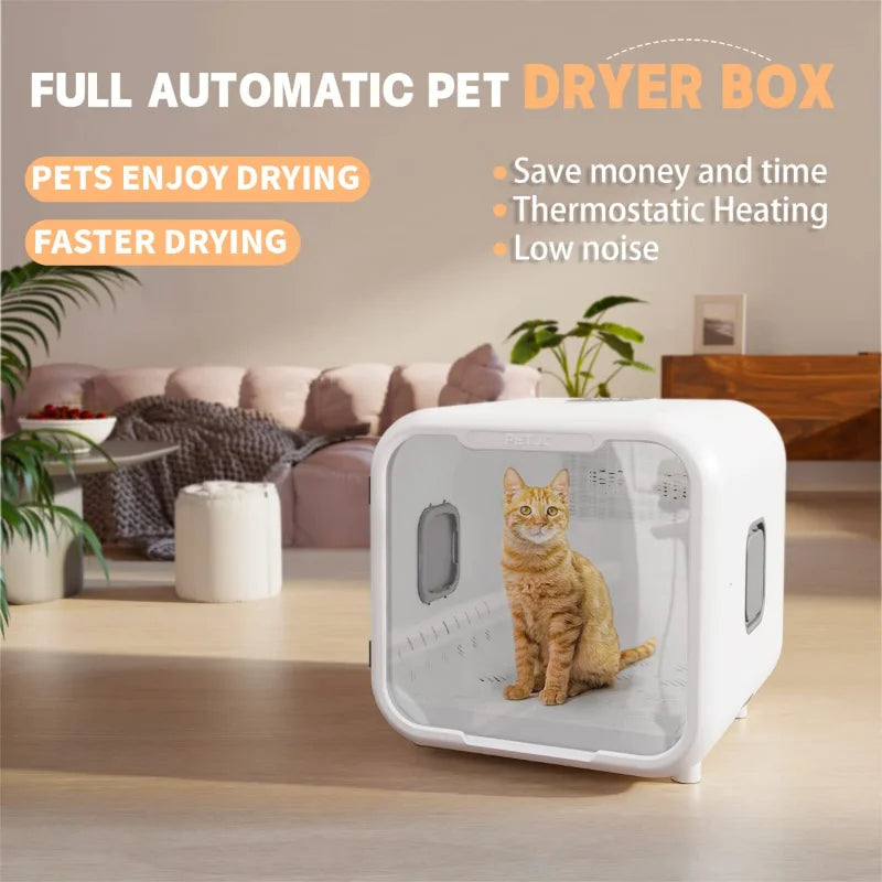Automatic Luxury Pet Drying Box for Cats & Dogs Ultra Quiet 71L Plastic Smart Temperature Control 360-Degree Air Supply Stocked
