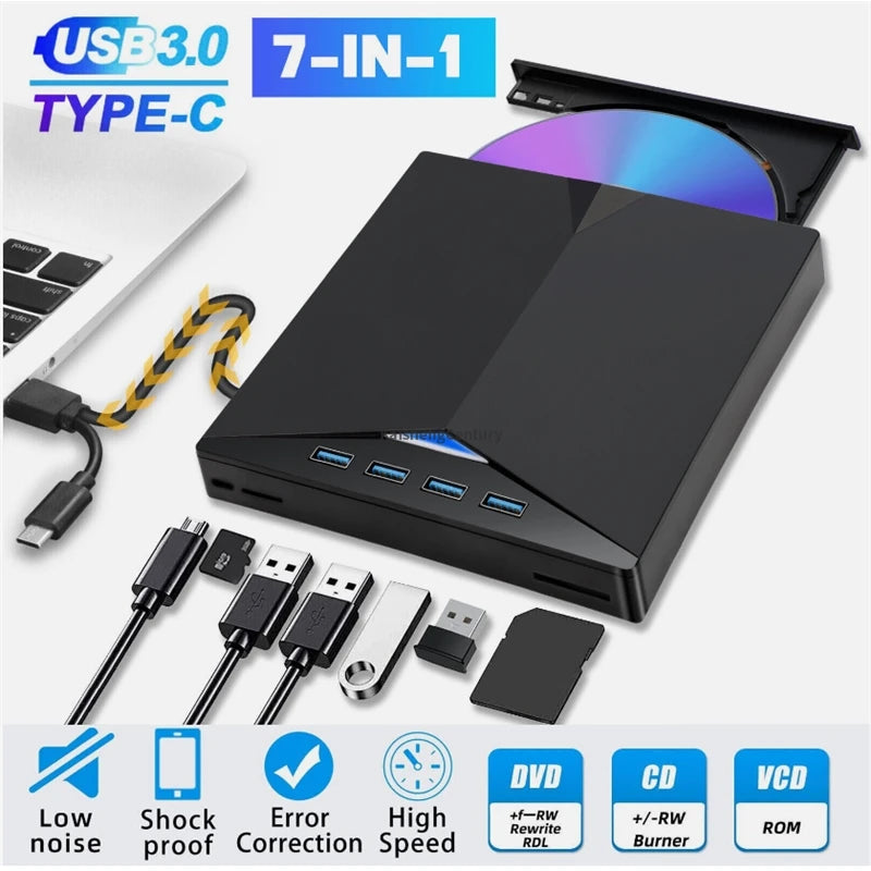 Factory Price USB 3.0 External CD DVD Drive Writer Burner Reader Player for Laptop Desktop Windows 7 8 10 11